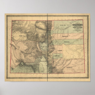 Vintage Karte 1862 Colorado Territory Poster