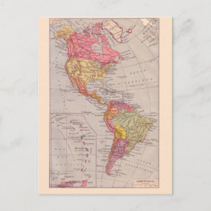 Vintage Karte, 1920, Amerika, Nord und Süd Postkarte