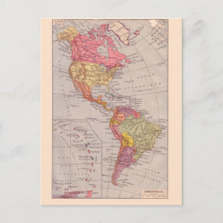 Vintage Karte, 1920, Amerika, Nord und Süd Postkarte