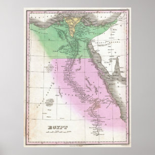 Vintage Karte Ägyptens (1827) Poster