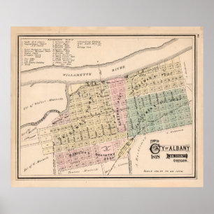 Vintage Karte Albany Oregon (1878) Poster