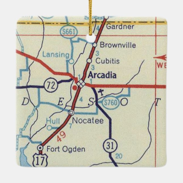 Vintage Karte Arcadia Keramikornament (Rückseite)