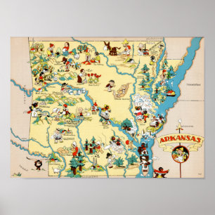 Vintage Karte Arkansas Poster