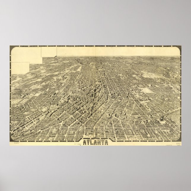Vintage Karte Atlanta Georgia (1919) Poster (Vorne)