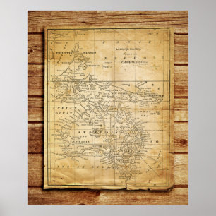 Vintage Karte Australasiens Poster