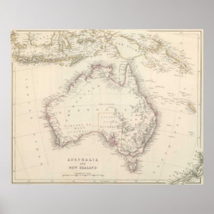 Vintage Karte Australiens (1848) Poster
