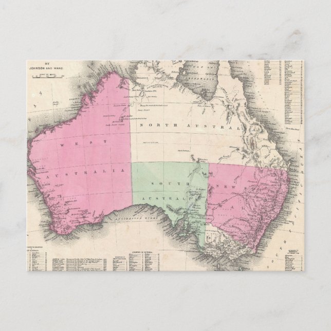 Vintage Karte Australiens (1862) (Vorderseite)