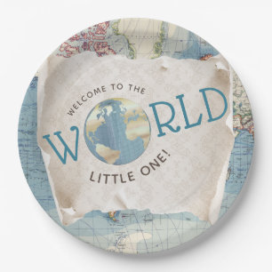 Vintage-Karte-Baby-Party  Pappteller