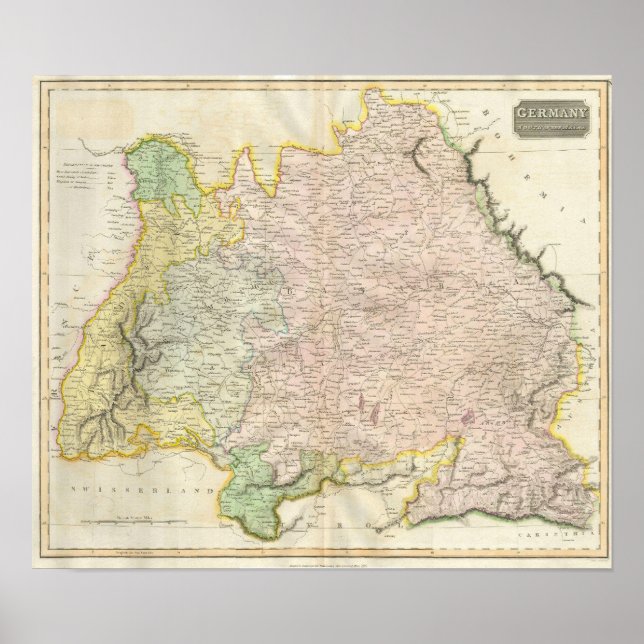 Vintage Karte Bayerns Deutschland (1814) Poster (Vorne)