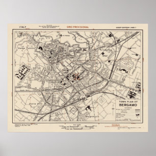 Vintage Karte Bergamo Italien (1943) Poster