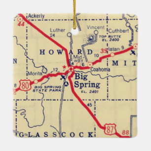 Vintage Karte "Big Spring TX" Keramikornament
