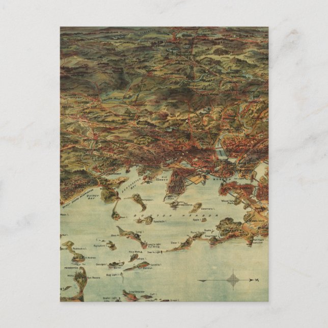 Vintage Karte Bostons (1905) (Vorderseite)