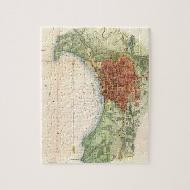 Vintage Karte Burlington Vermont (1872) Puzzle (Vertikal)