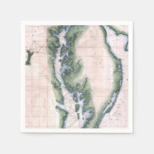 Vintage Karte Chesapeake Bay und Delaware Bay Serviette