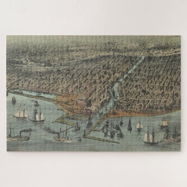 Vintage Karte Chicago IL (1907) Puzzle (Horizontal)