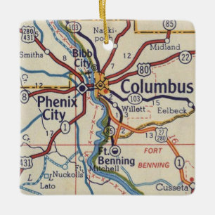Vintage Karte Columbus GA Keramikornament