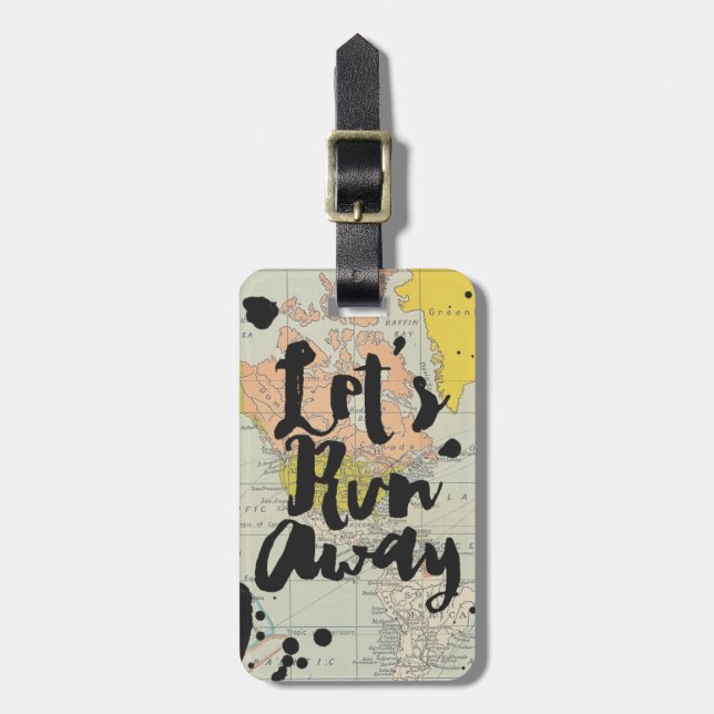 Vintage Karte cool weglaufen Reisetyp Gepäckanhänger (Vorderseite vertikal)