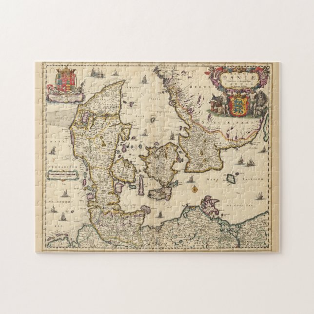 Vintage Karte Dänemarks (1690) Puzzle (Horizontal)