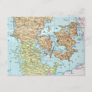 Vintage Karte Dänemarks (1905)