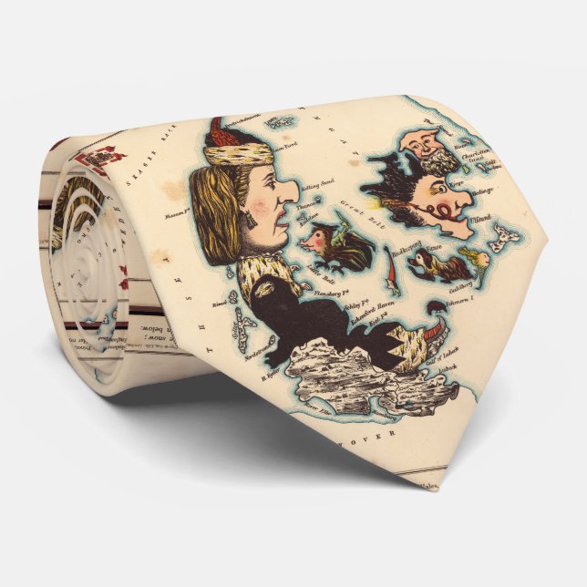 Vintage Karte Dänemarks mit Abbildungen (1868) Krawatte (Gerollt)