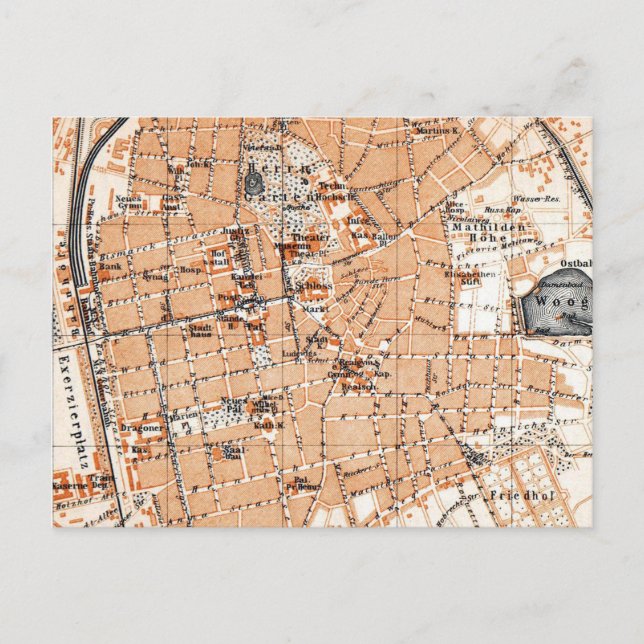 Vintage Karte Darmstadt Deutschland (1905) (Vorderseite)