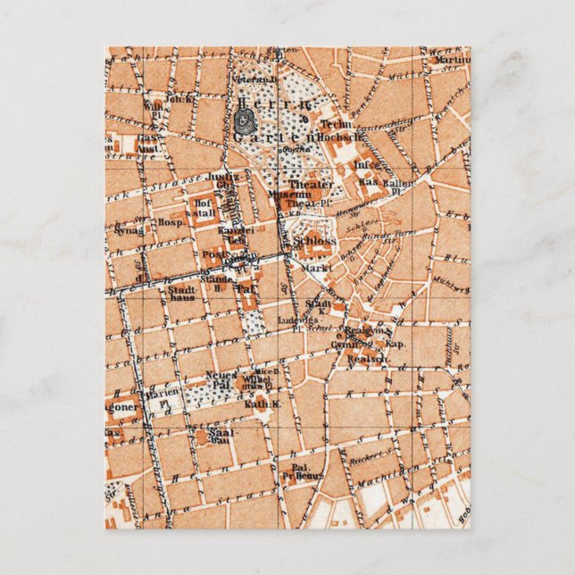 Vintage Karte Darmstadt Deutschland (1905) (Vorderseite)