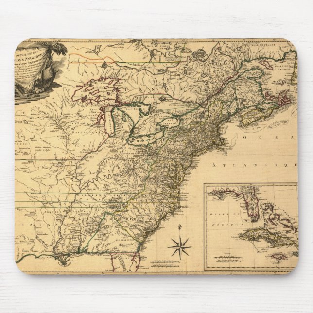 Vintage-Karte der amerikanischen Kolonien von 1777 Mousepad (Vorne)