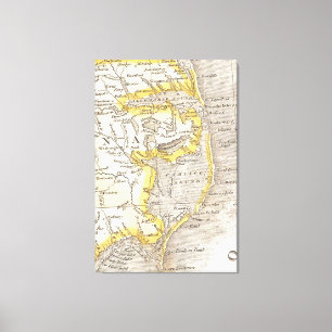 Vintage Karte der äußeren Banken (1818) Leinwanddruck