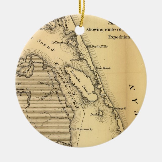 Vintage Karte der äußeren Banken (1862) Keramikornament (Vorne)