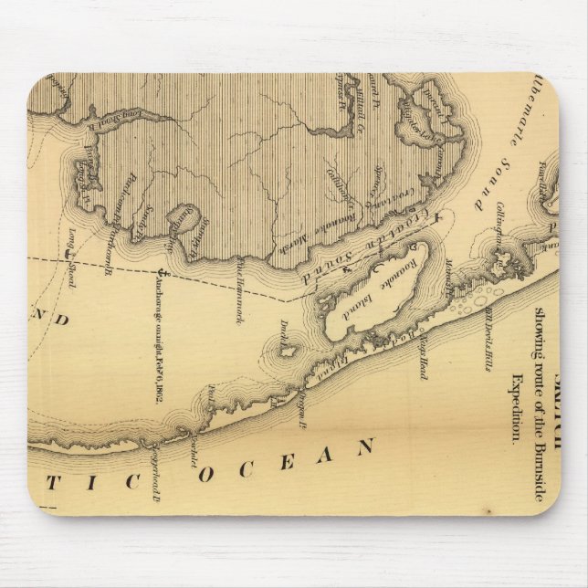 Vintage Karte der äußeren Banken (1862) Mousepad (Vorne)