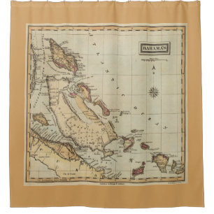 Vintage Karte der Bahamas (1823) Duschvorhang