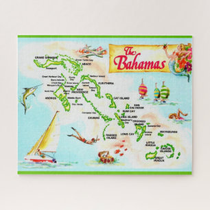 Vintage Karte der Bahamas-Inseln Puzzle