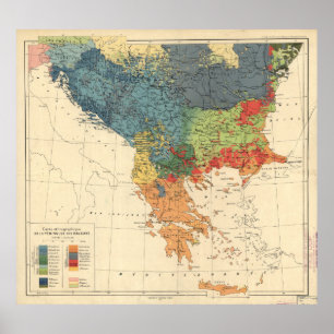 Vintage Karte der Balkan (1918) Poster