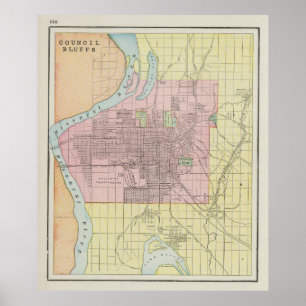 Vintage Karte der Bluffs IA des Rates (1901) Poster