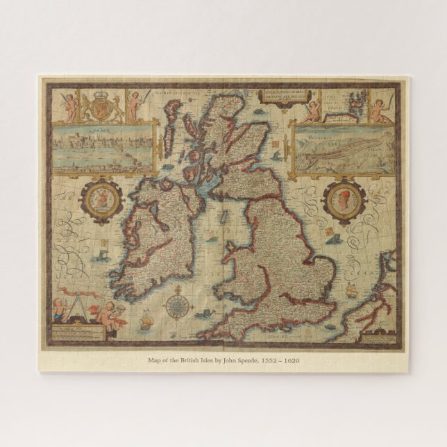 Vintage Karte der Britischen Inseln, 1552 - 1629 Puzzle (Horizontal)
