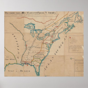 Vintage Karte der britischen Streitkräfte in Ameri Poster