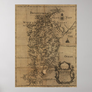 Vintage Karte der Chesapeake-Bucht (1778) Poster