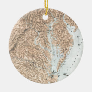 Vintage Karte der Chesapeake-Bucht (1861) Keramikornament