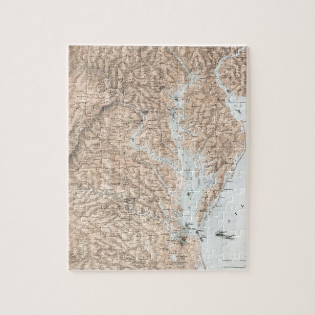 Vintage Karte der Chesapeake-Bucht (1861) Puzzle (Vertikal)