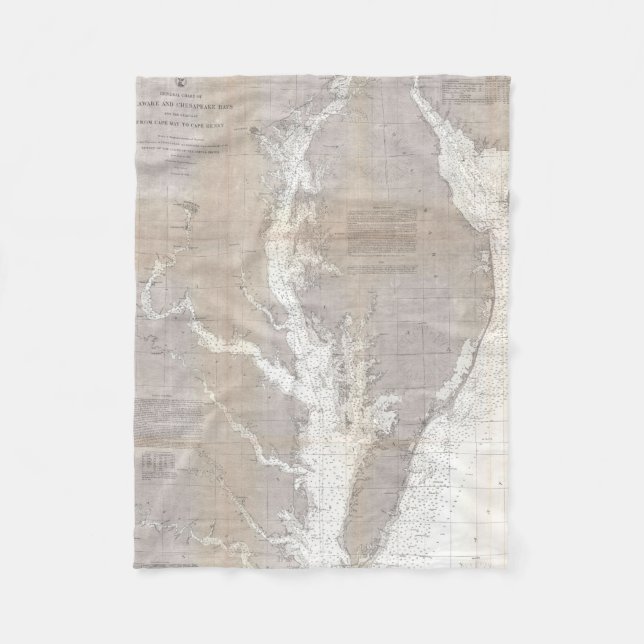 Vintage Karte der Chesapeake-Bucht (1866) Fleecedecke (Vorderseite)