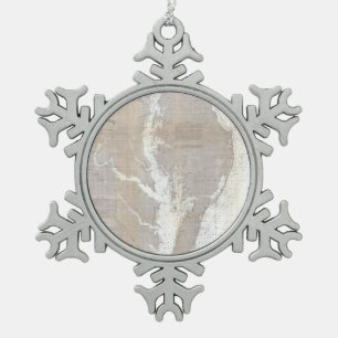 Vintage Karte der Chesapeake-Bucht (1866) Schneeflocken Zinn-Ornament