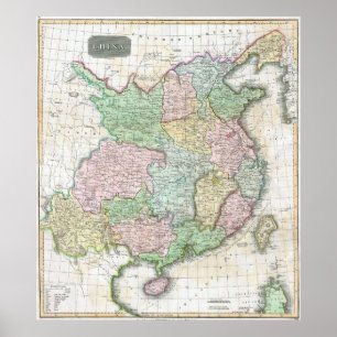 Vintage Karte der China (1815) Poster