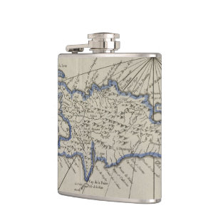 Vintage Karte der Dominikanischen Republik (1750) Flachmann