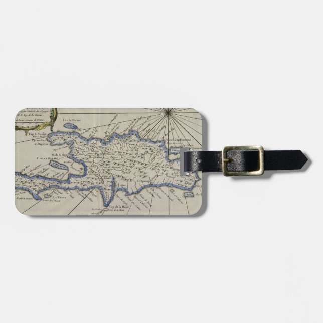 Vintage Karte der Dominikanischen Republik (1750) Gepäckanhänger (Vorderseite horizontal)