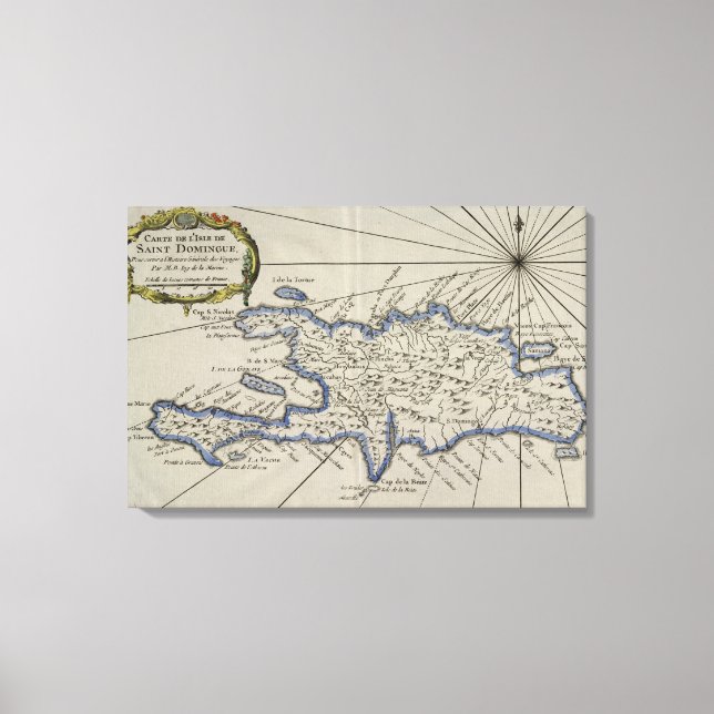 Vintage Karte der Dominikanischen Republik (1750) Leinwanddruck (Vorderseite)