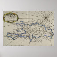 Vintage Karte der Dominikanischen Republik (1750)