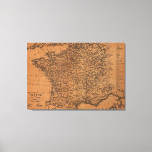 Vintage Karte der Eisenbahnen in Frankreich (1914) Leinwanddruck