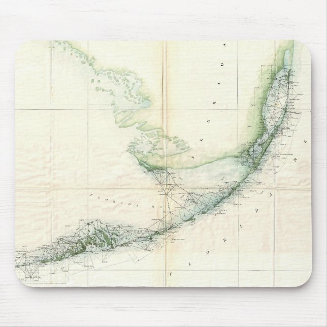 Vintage Karte der Florida-Schlüssel (1859) Mousepad (Vorne)