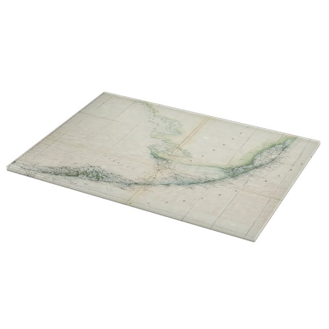 Vintage Karte der Florida-Schlüssel (1859) Schneidebrett (Ecke)