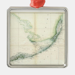 Vintage Karte der Florida-Schlüssel (1859) Silbernes Ornament